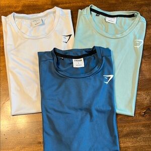 Gymshark Trio: White, Teal, and Light Blue T-Shirts